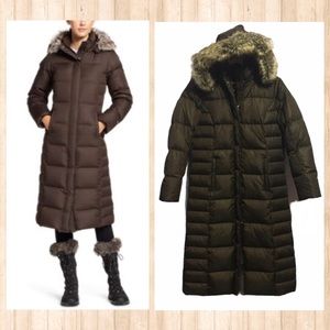 Eddie Bauer brown lodge down duffle coat parka